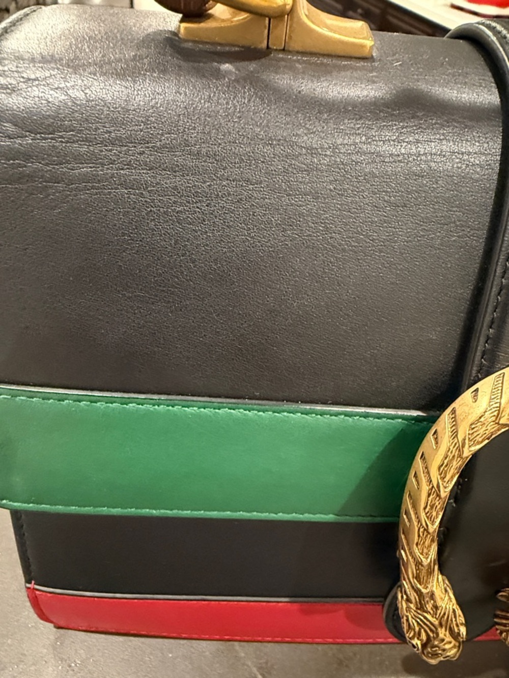 Gucci Dionysus Bamboo Top Handle Bag Black Leather Web Stripe Medium Crossbody - Picture 17 of 17
